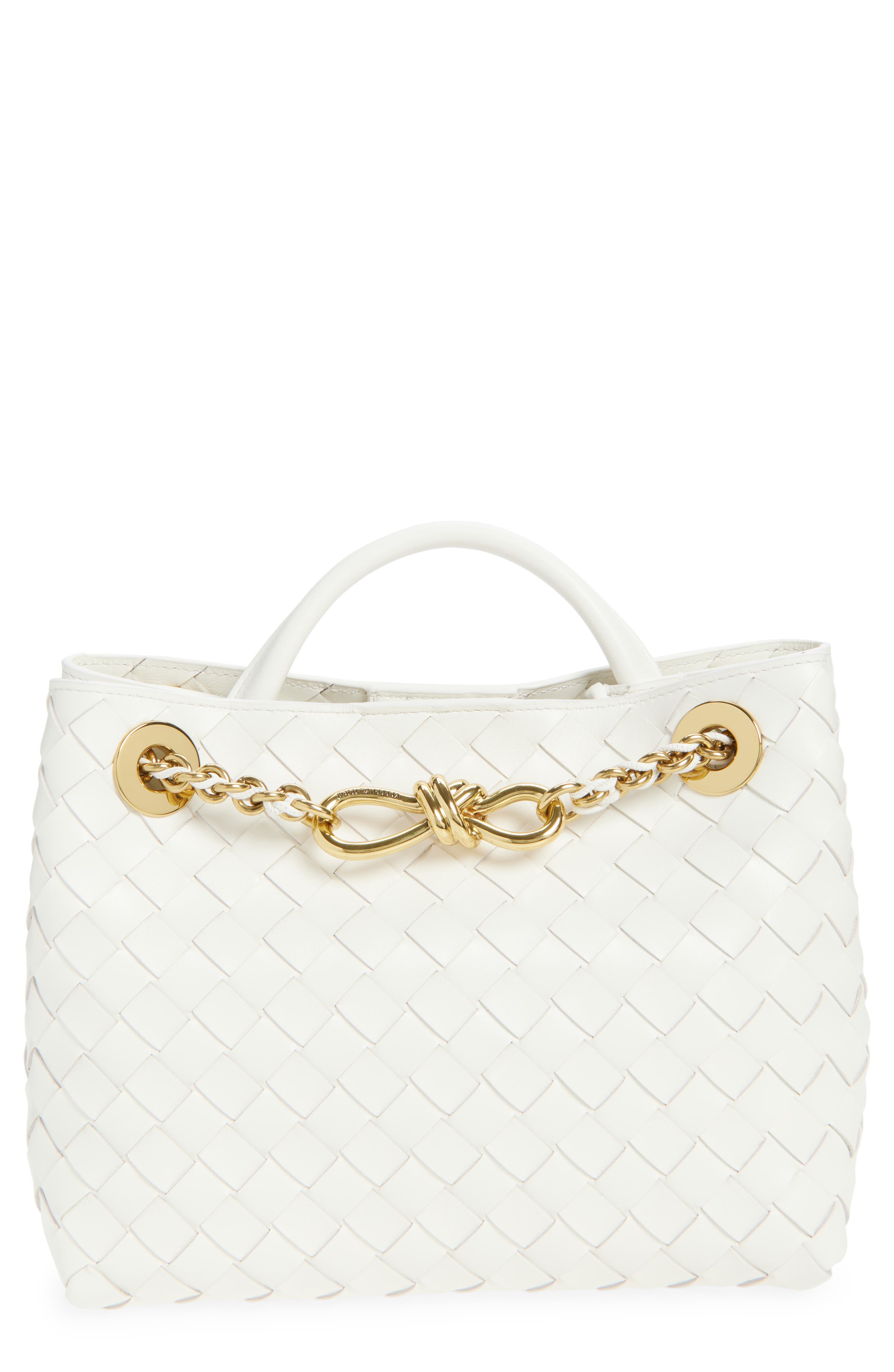 Bottega Veneta Small Andiamo Chain Leather Shoulder Bag, Main, color, 9537 Alabaster-Muse Brass