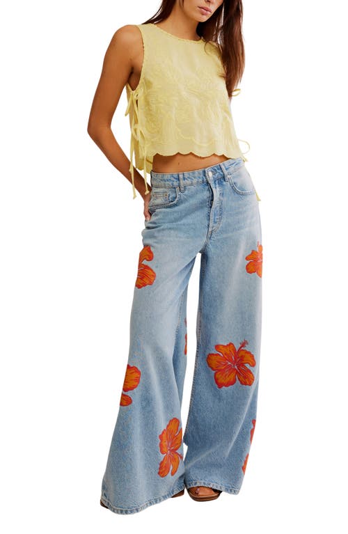 Free People Faded Gardens Embroidered Cotton Tank In Summer Lemonade
