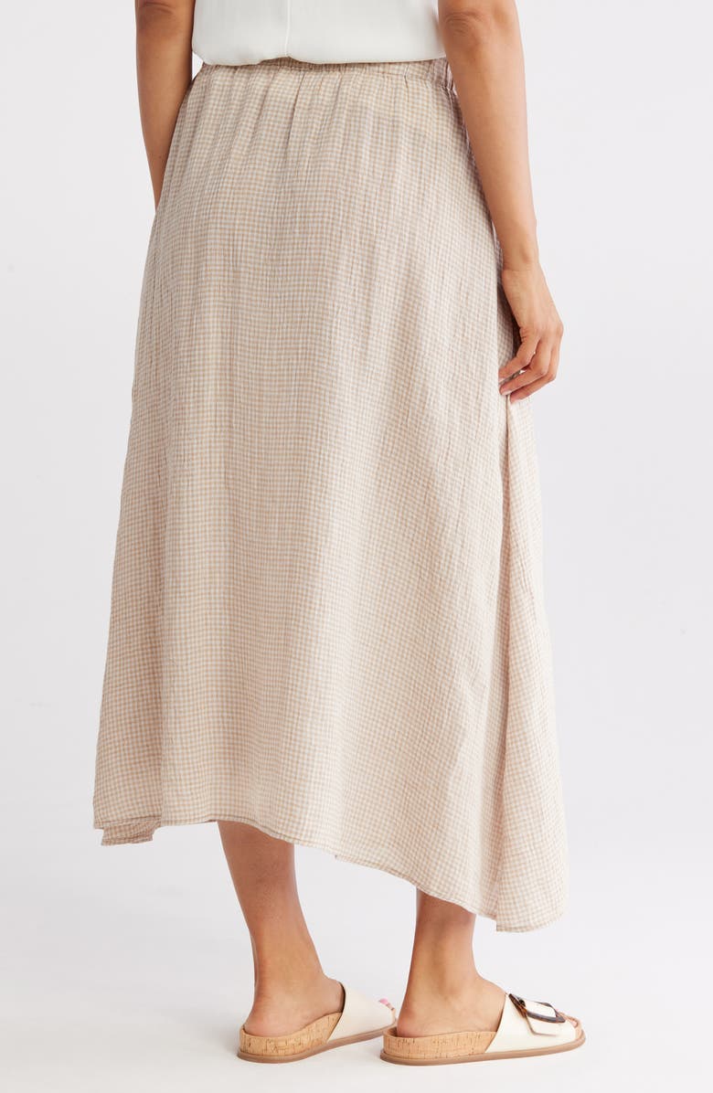 Eileen Fisher Gingham Organic Linen Pull-On Skirt, Alternate, color,