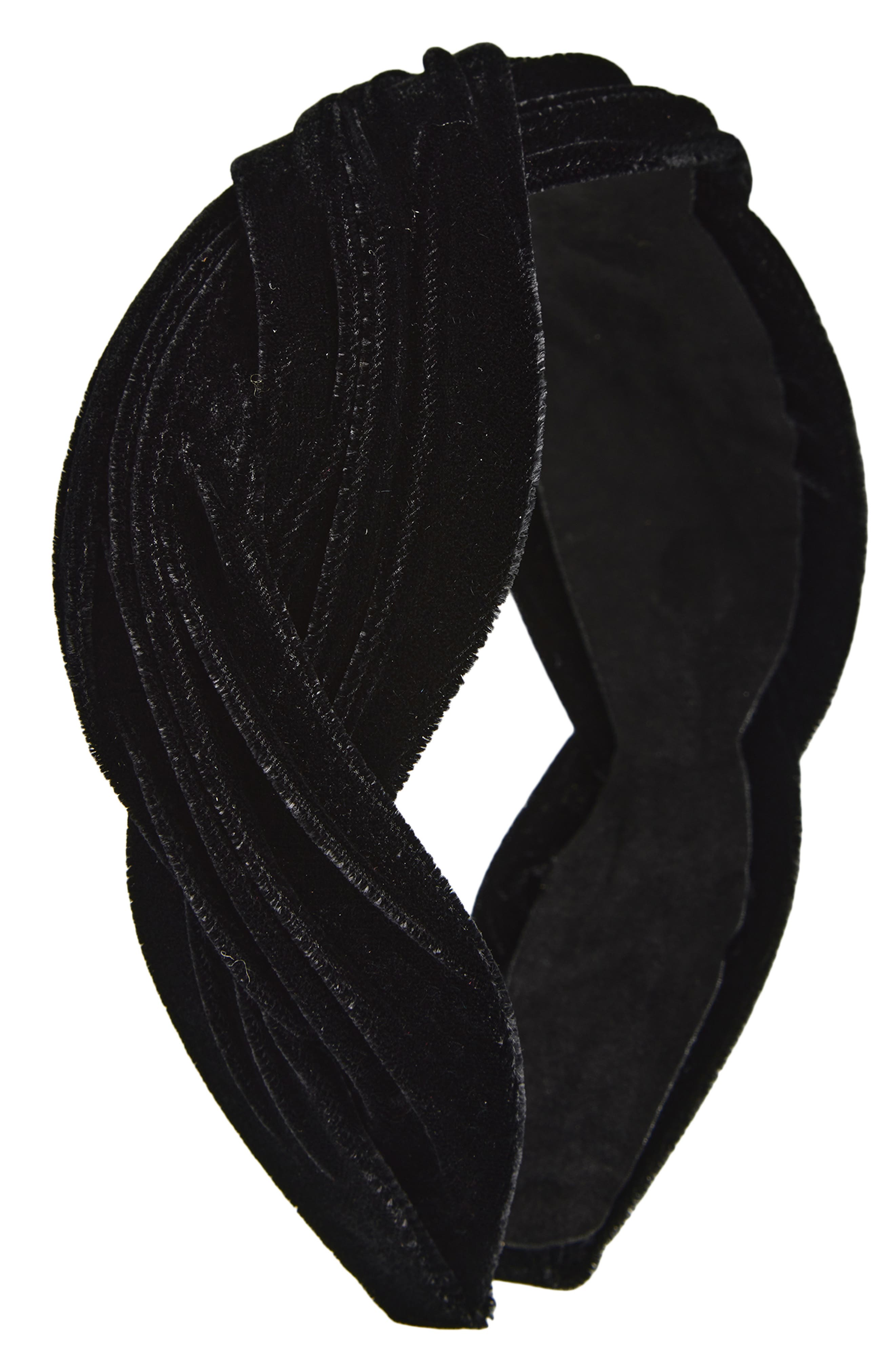 Tasha Pleated Velvet Headband In Black
