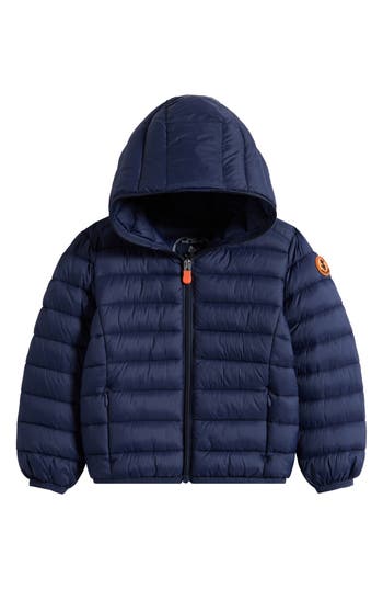 Save The Duck Kids' Dony Short Hooded Puffer Jacket In Blue