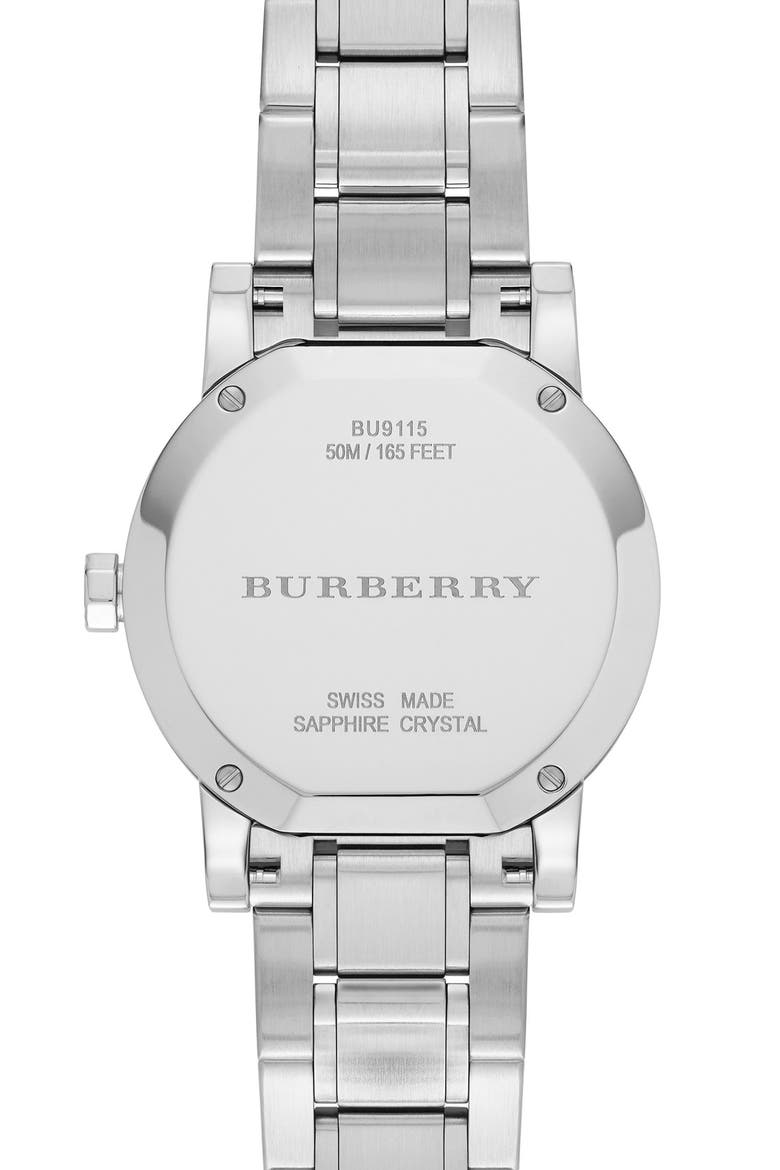 Medium Check Stamped Bracelet Watch, 34mm, Alternate, color, GOLD/ SILVER
