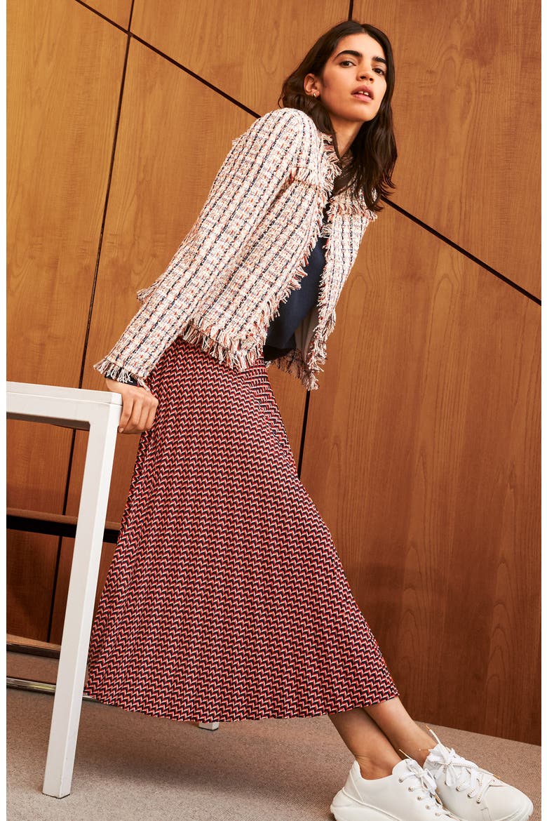 Pleated Midi Skirt, Alternate, color, BLACK JULIETTA FLORAL
