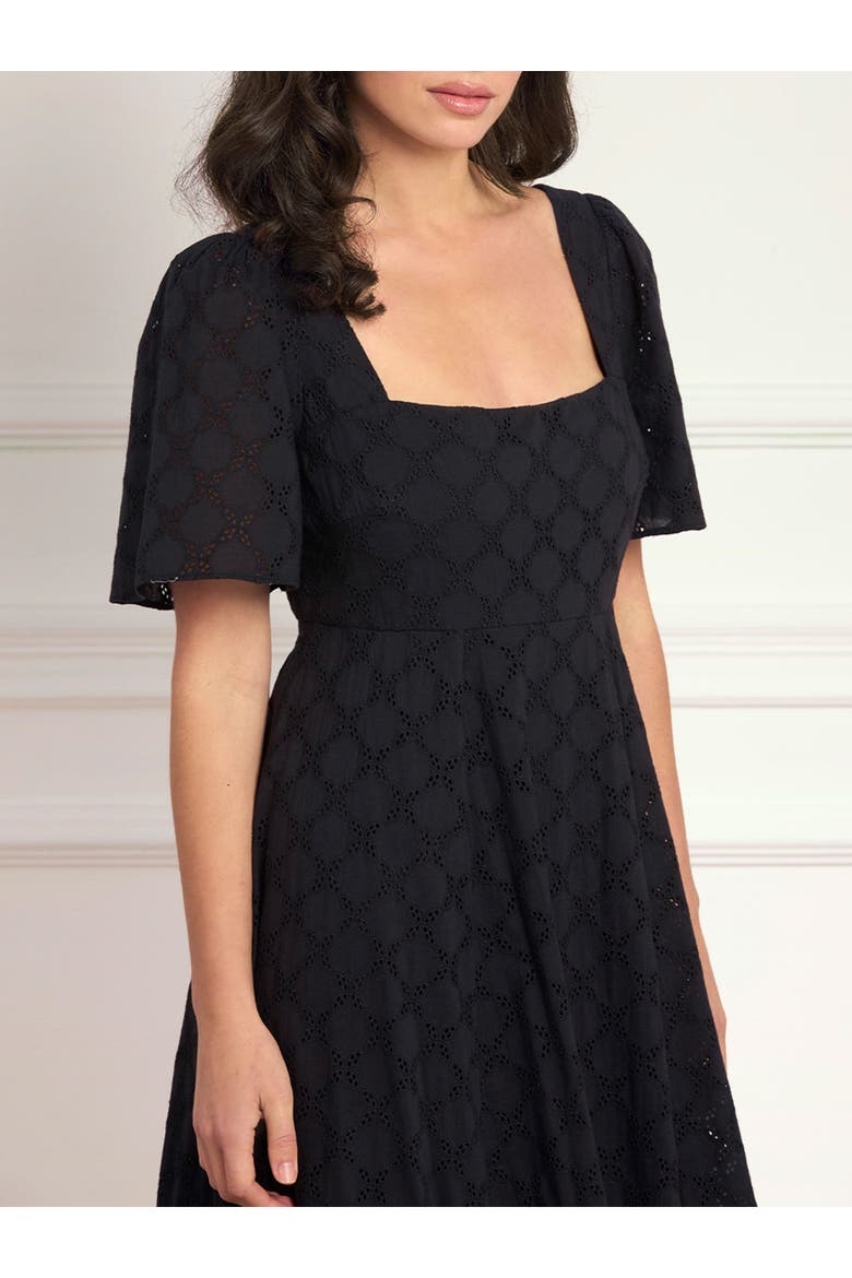 Marisol Cotton Broderie Ankle Gown, Alternate, color, Jet Black
