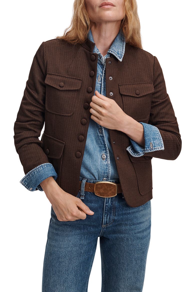 Mercer Ponte Jacquard Blazer, Alternate, color, BROWN MULTI