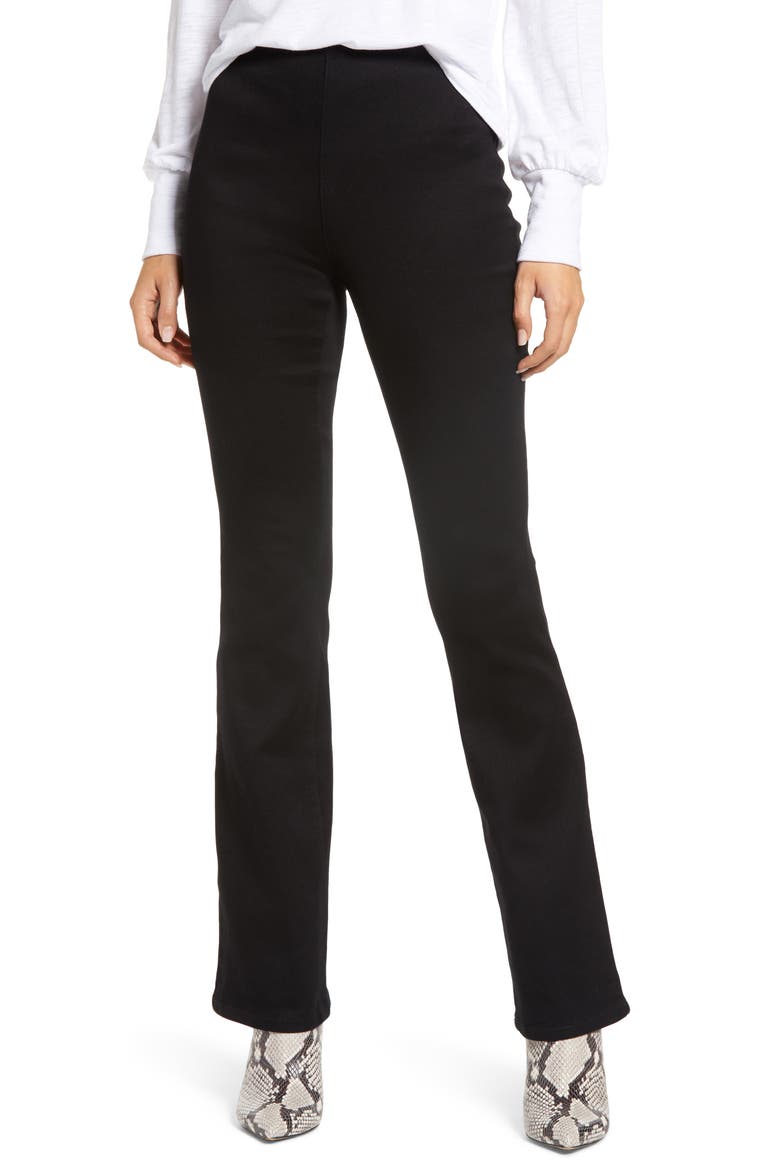 High Waist Pull-On Slim Bootcut Jeans, Main, color, BLACK