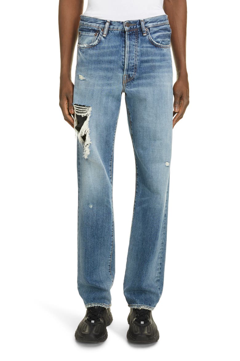 Men's Classic Fit 1996 Torn Jeans, Main, color, MID BLUE