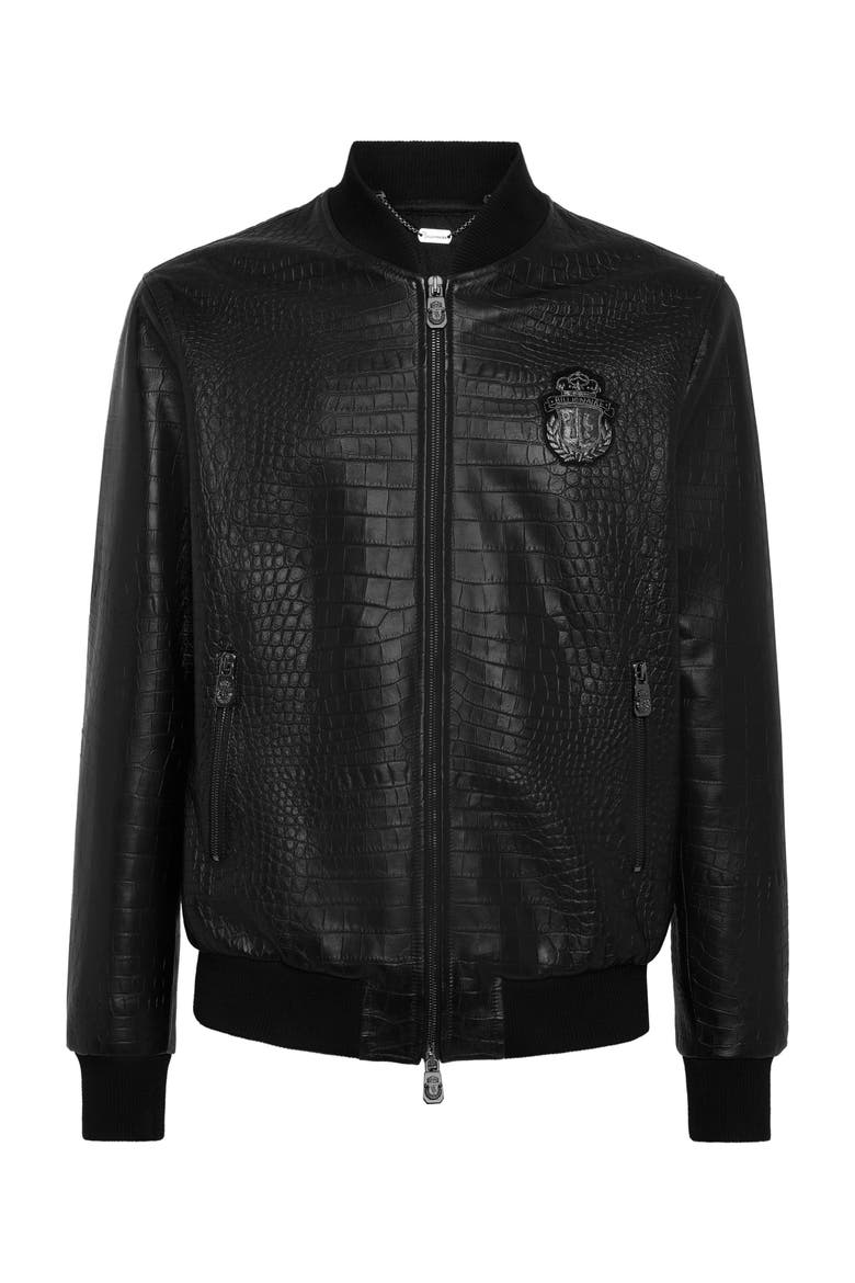 Leather Bomber Cocco Men, Main, color, black