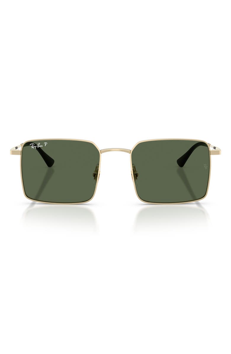 Ray-Ban Polarized Square Sunglasses, Main, color, Pale Gold / Dark Green Polar