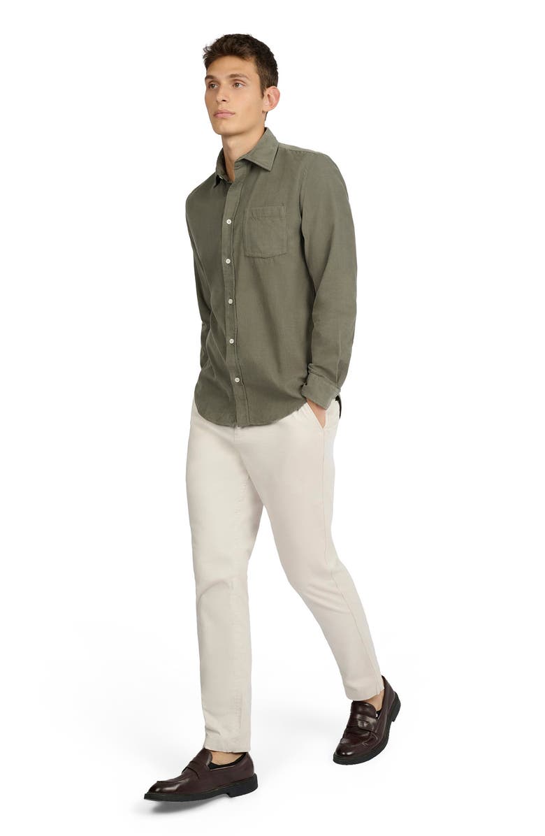 Onia Micro Cord Long Sleeve Button Down, Main, color, Dark Sage