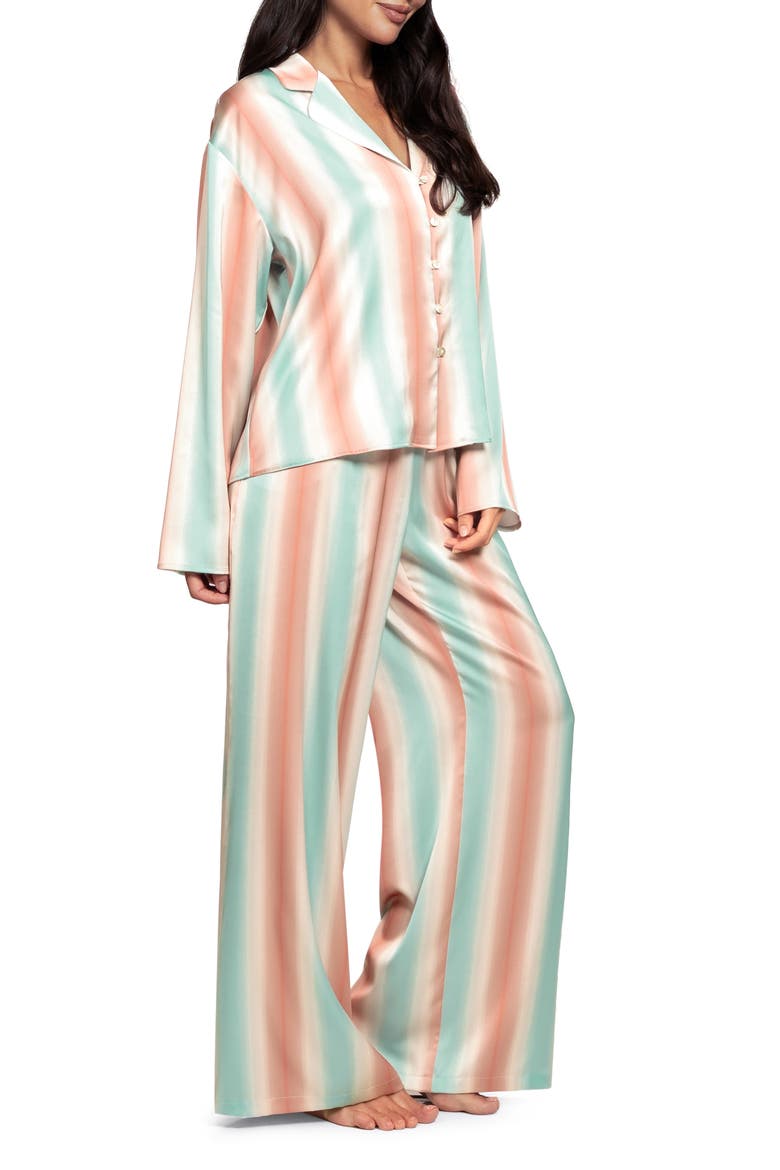 Stripe Satin Pajamas, Alternate, color, MINT
