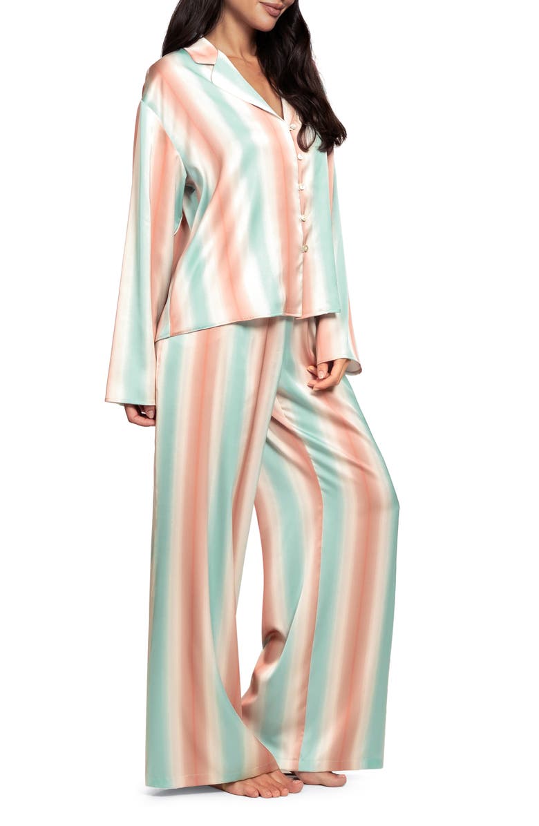 Midnight Bakery Stripe Satin Pajamas, Alternate, color, Mint