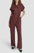 DKNY Twill Tie Waist Jumpsuit