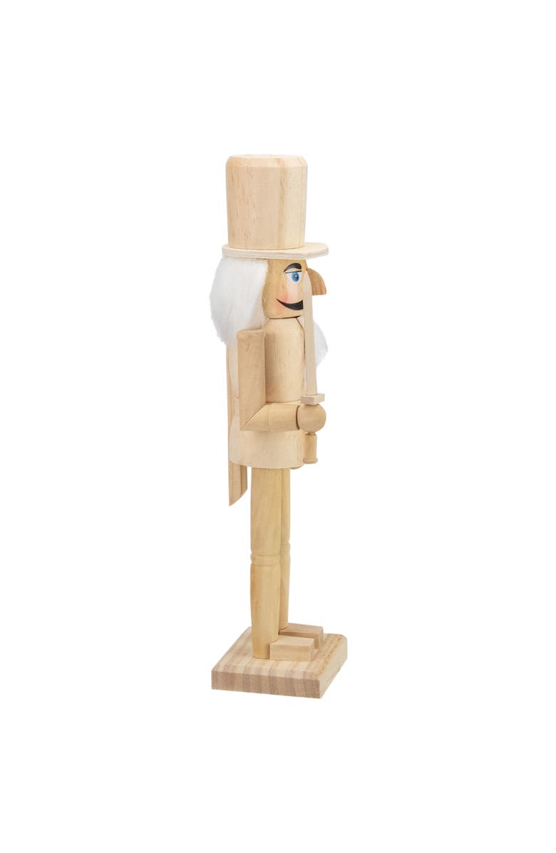 Northlight 15" Unfinished Paintable Wooden Christmas Nutcracker with Sword, Alternate, color, Ivory