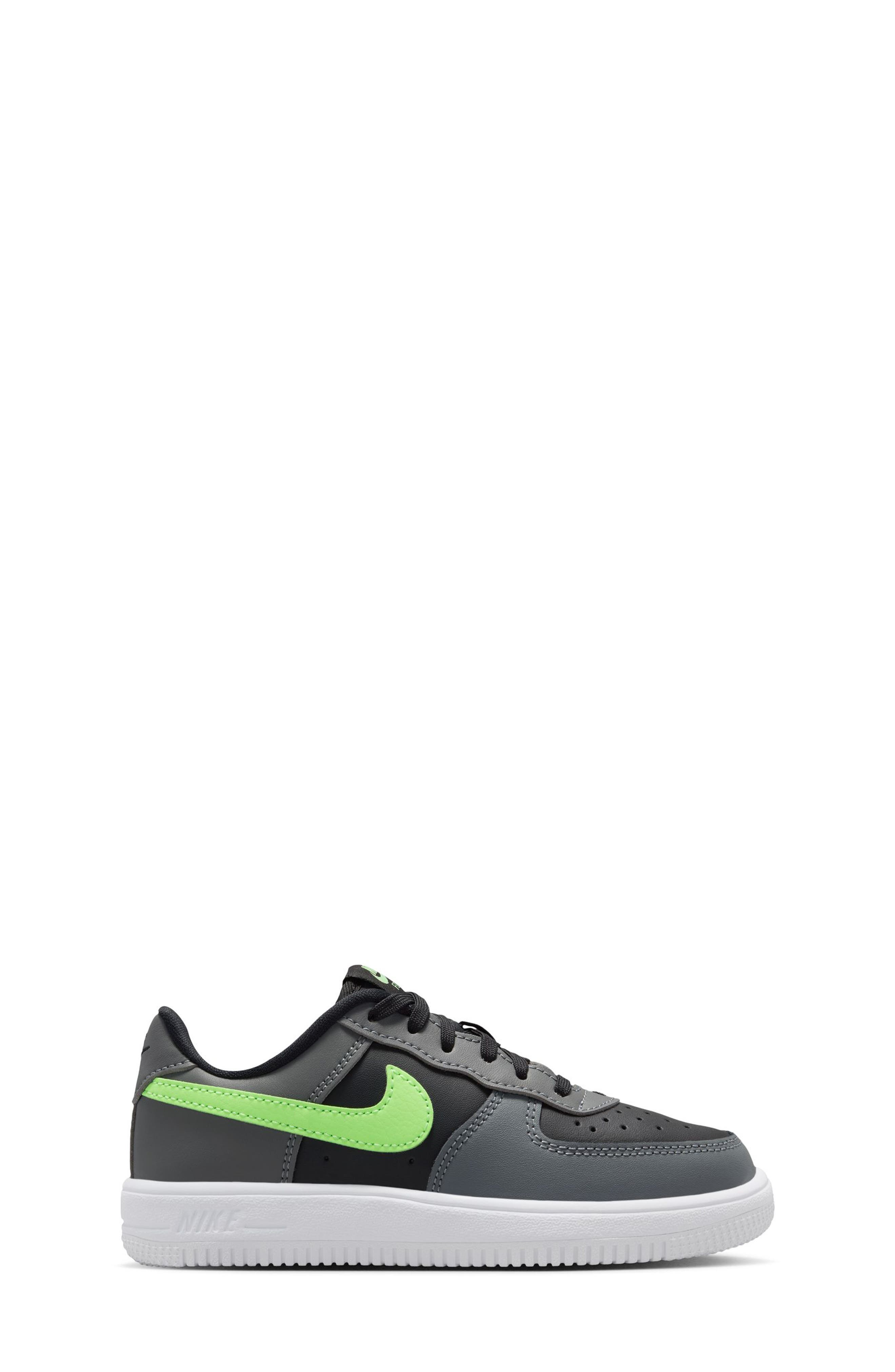 Nike Kids' Air Force 1 Sneaker, Alternate, color, Black/ Lime Blast/ Smoke Grey