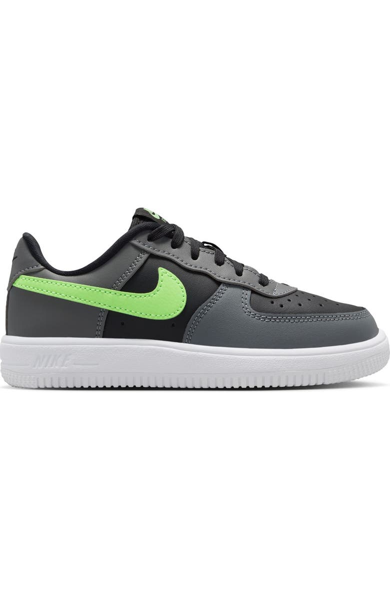 Nike Kids' Air Force 1 Sneaker, Alternate, color, Black/ Lime Blast/ Smoke Grey
