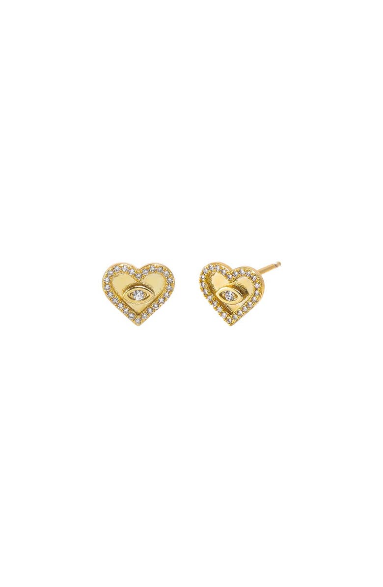 BY ADINA EDEN CZ Evil Eye Heart Stud Earring, Main, color, 
