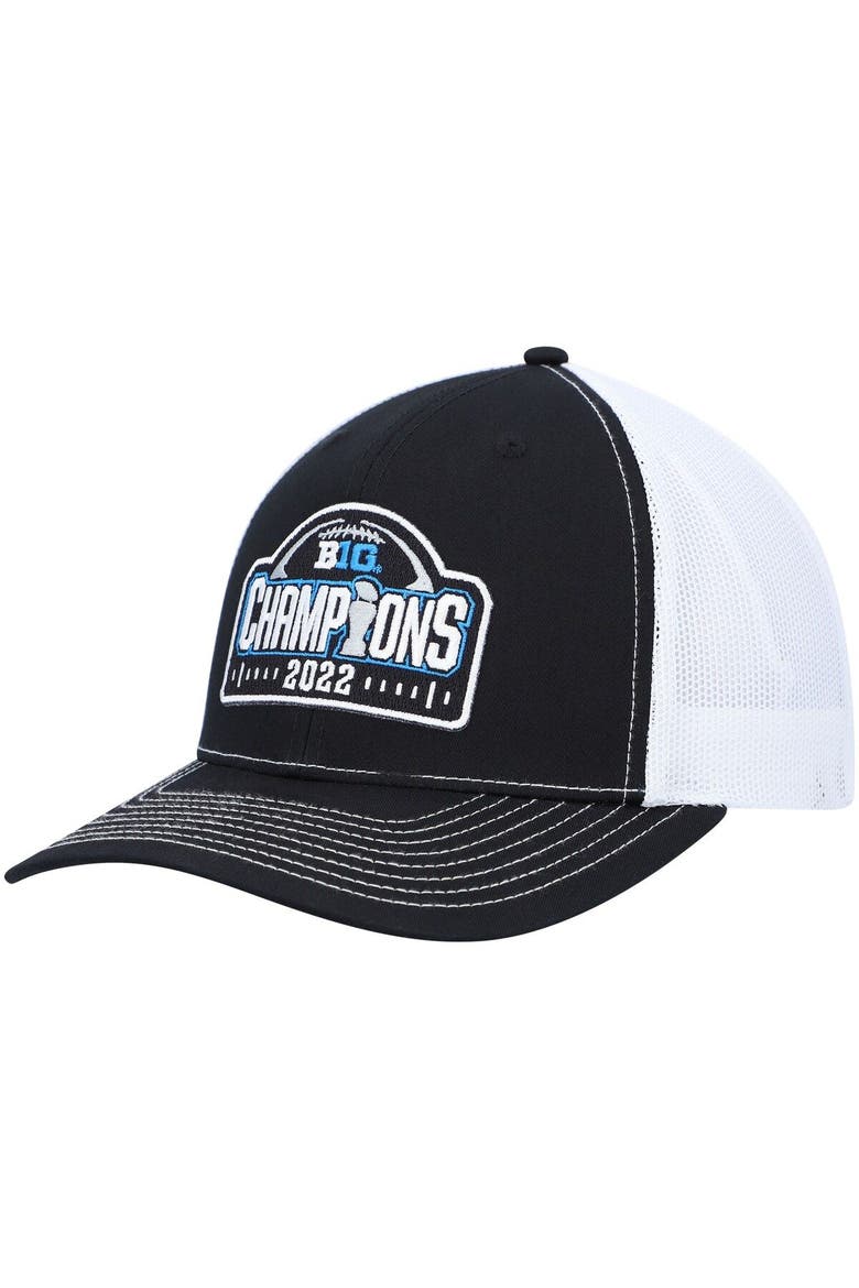 Men's Richardson Black/White Michigan Wolverines 2022 Big Ten Football Conference Champions Locker Room Adjustable Trucker Hat, Main, color, Black