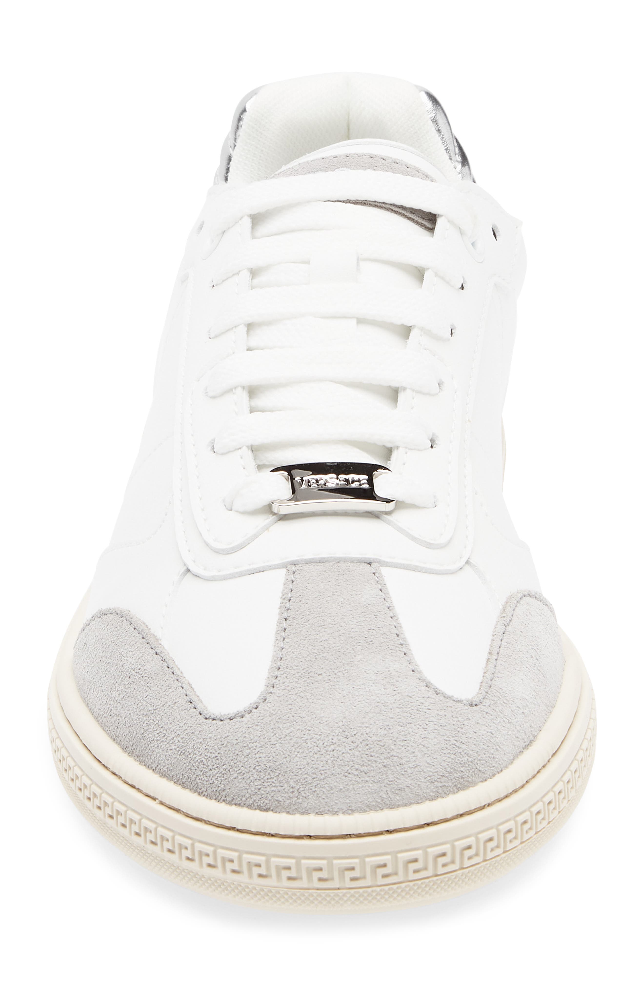 Greca Court Sneaker, Alternate, color, PEARL GREY WHITE SILVER