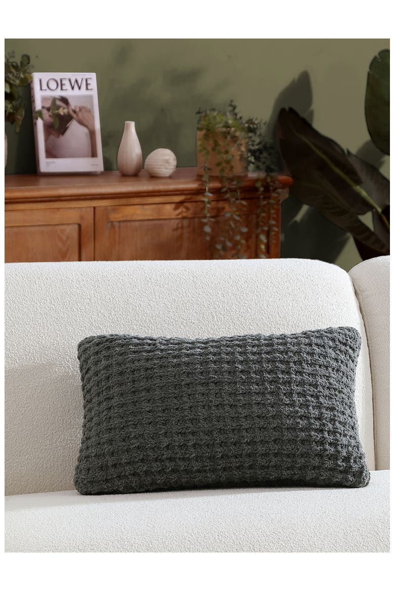 Snug Mini Waffle Accent Pillow, Alternate, color, GRANITE