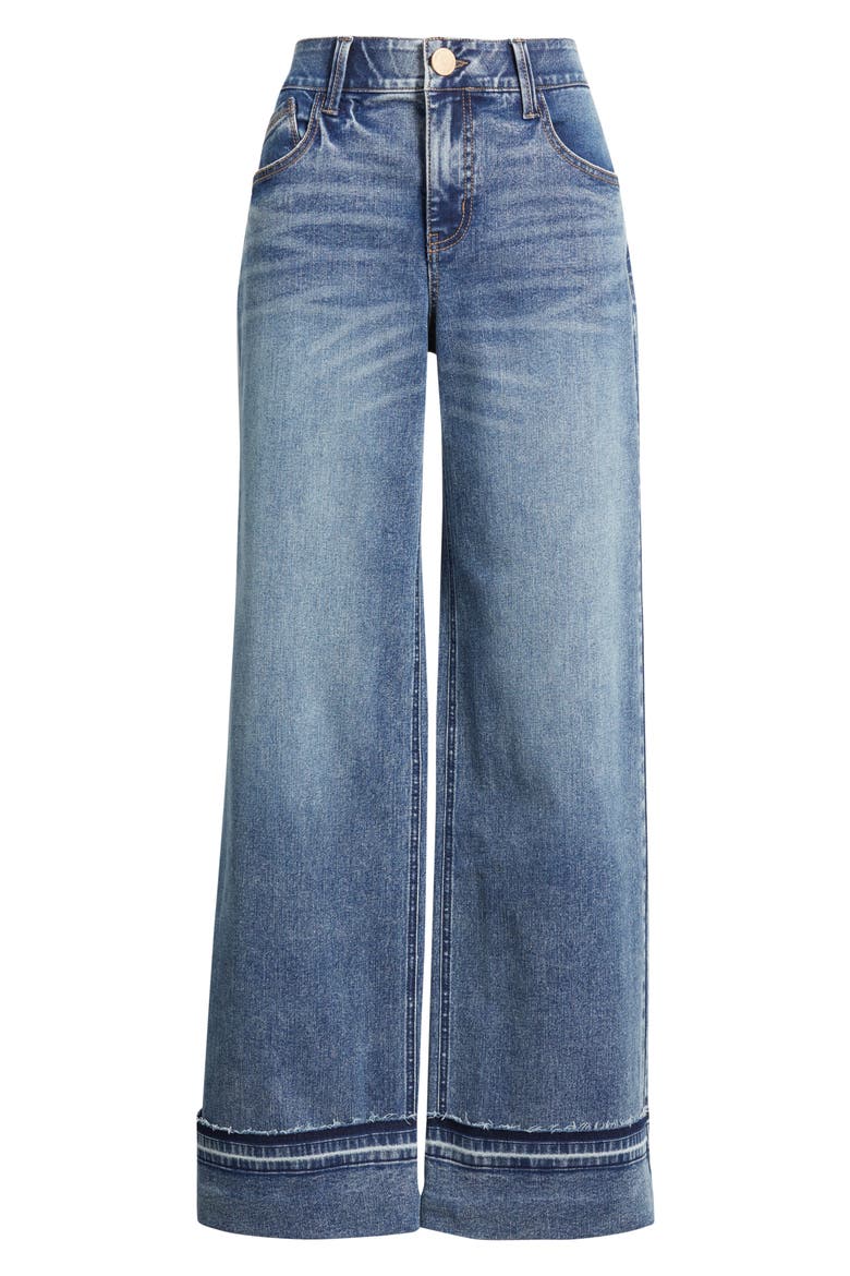 Sam High Waist Reversed Released Hem Wide Leg Jeans, Alternate, color, MID BLUE ARTISANAL