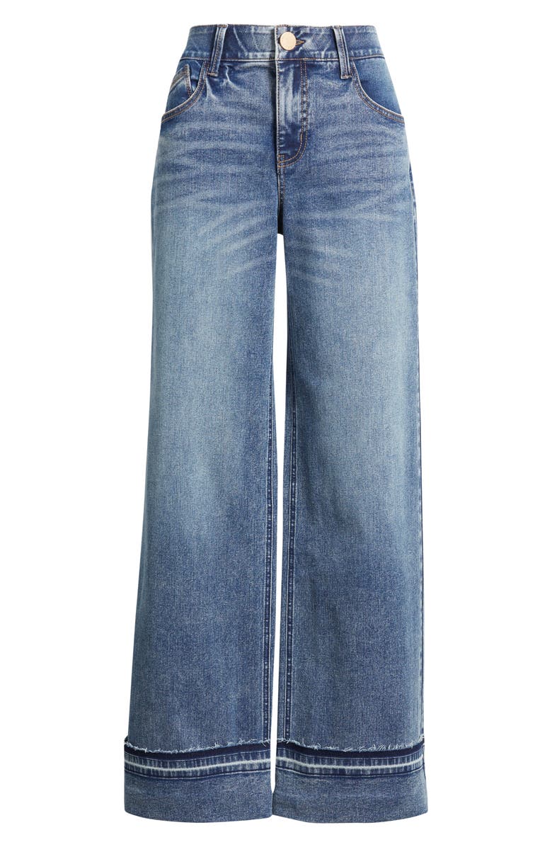 Wit & Wisdom Sam High Waist Reversed Released Hem Wide Leg Jeans, Alternate, color, Mid Blue Artisanal