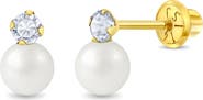 In Season Jewelry 14k Pearl With CZ Drop Earrings