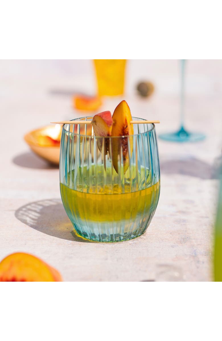 VIETRI Natalia Teal Double Old Fashioned Glass, Alternate, color, Blue