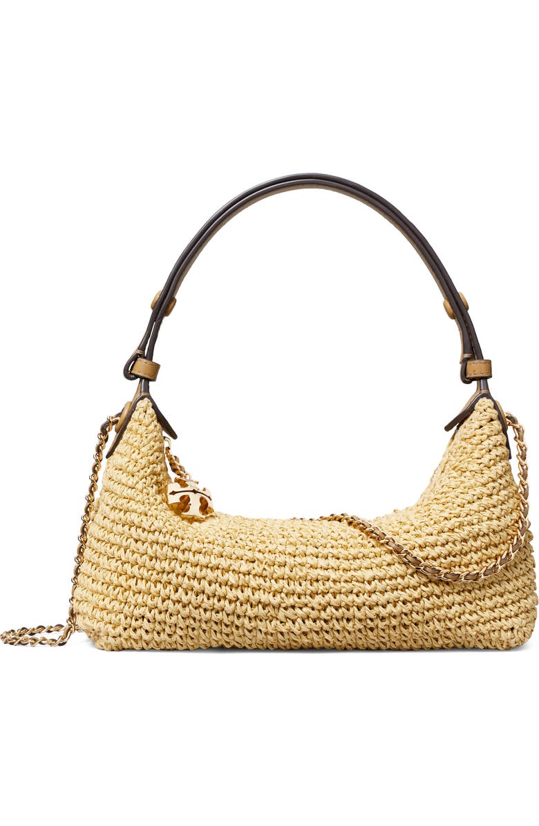 Tory Burch Fleming Pochette Straw Shoulder Bag, Main, color, Natural