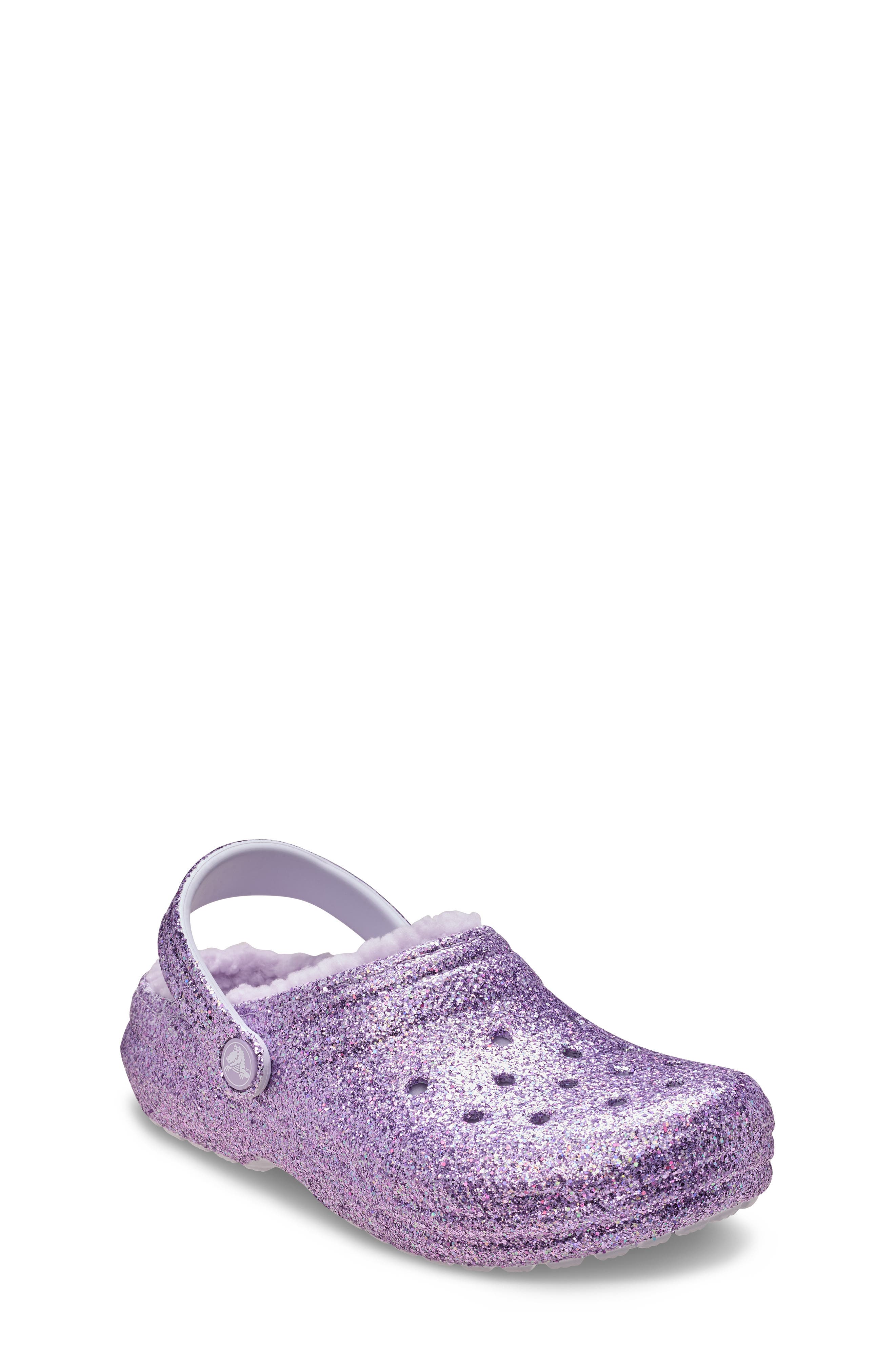CROCS Kids' Classic Glitter Fleece Lined Clogs, Main, color, 