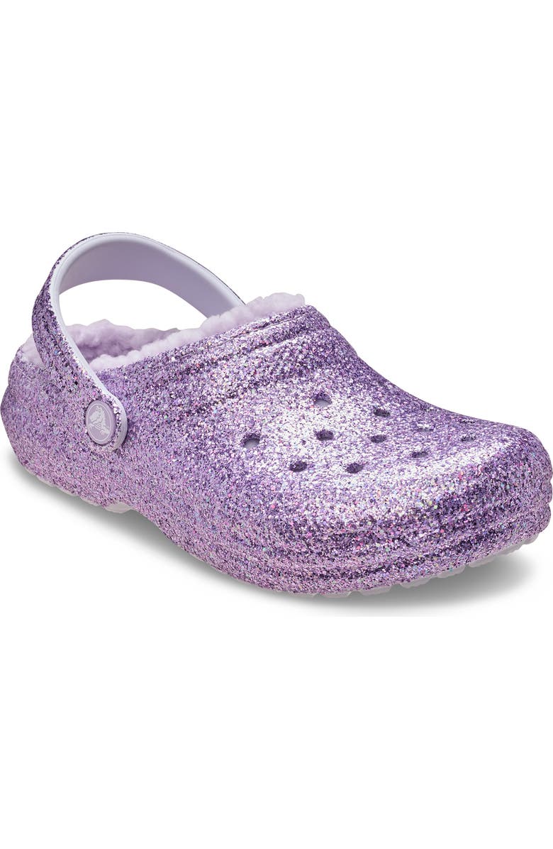 CROCS Kids' Classic Glitter Fleece Lined Clogs, Main, color,