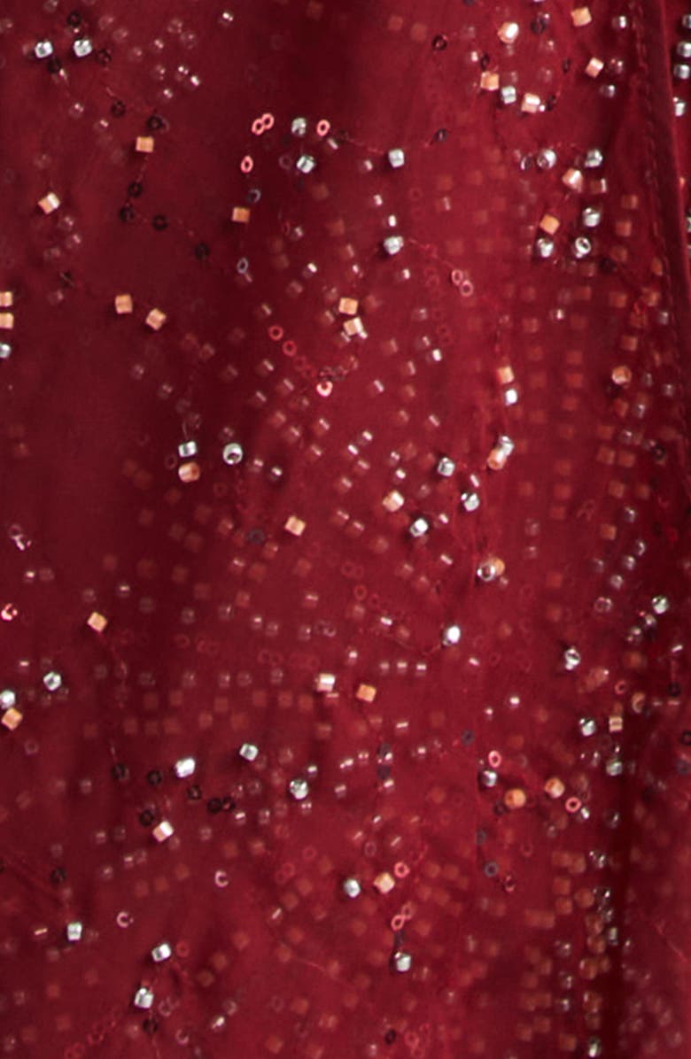 Rabanne Faux Pearl Embellished Chiffon Dress, Alternate, color, Red Wine