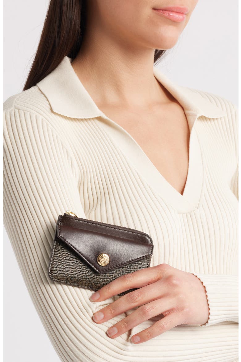 Small T Monogram Coated Canvas & Leather Zip Wallet, Alternate, color, FRENCH PRESS