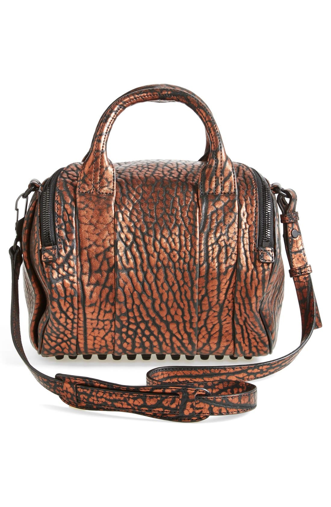 'Rockie Dumbo - Matte Black' Lambskin Leather Satchel, Alternate, color, BRONZE/ BLACK