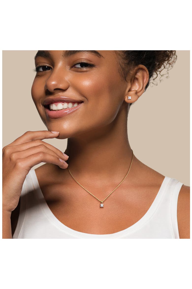 Square Cubic Zirconia Stud Earrings & Pendant Necklace Set, Alternate, color, GOLD