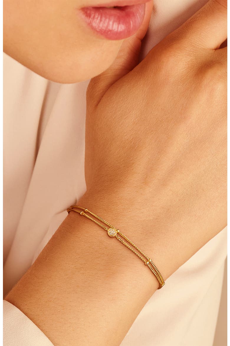First Beaded Diamond Bracelet | 7 natural diamonds | 925 Sterling Silver | Bracelet on Chain | 6.1 - 6.5 - 6.9 in | Yellow 18k-Gold Plated, Alternate, color, Yellow 18k Gold Plated