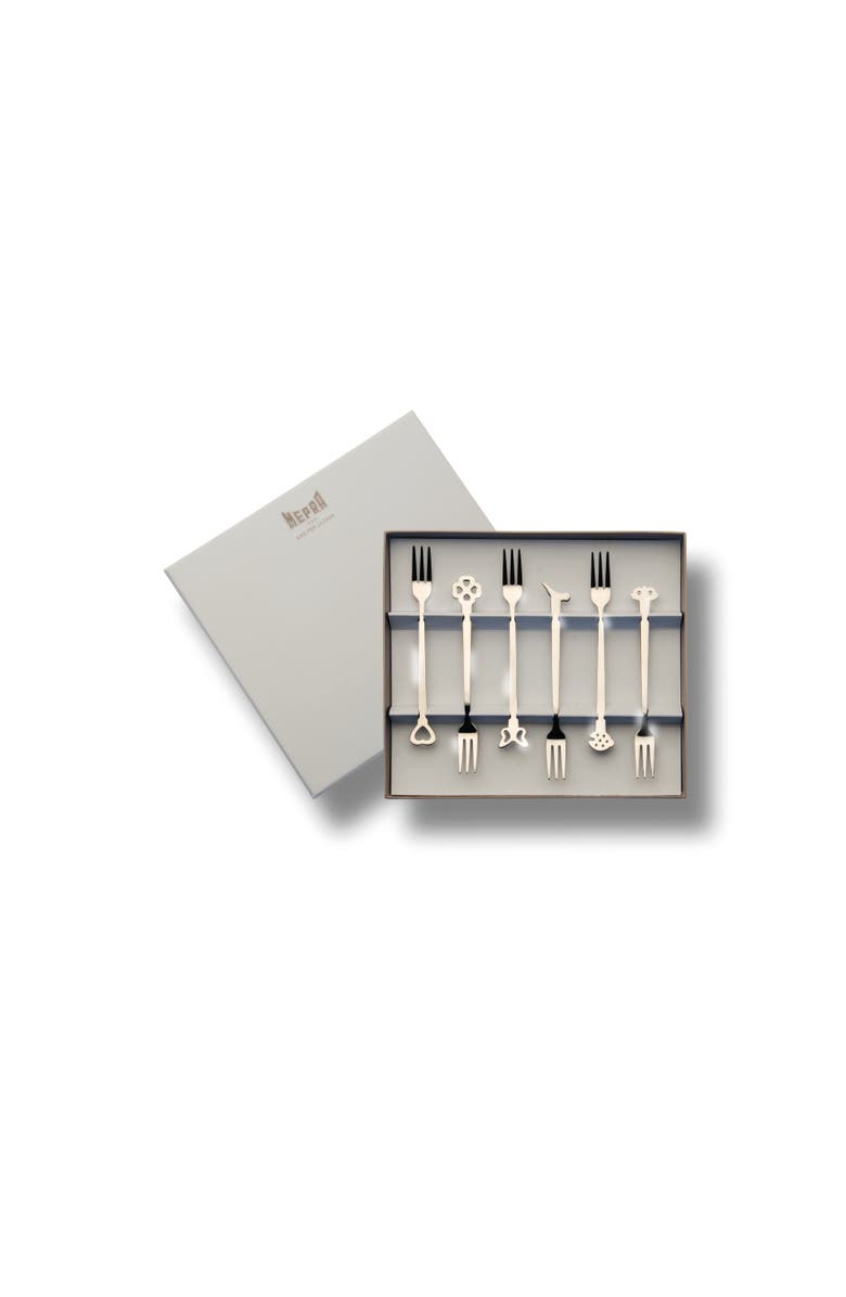 Mepra Evento Mini Fork Set - 6 Pieces, Main, color, Silver