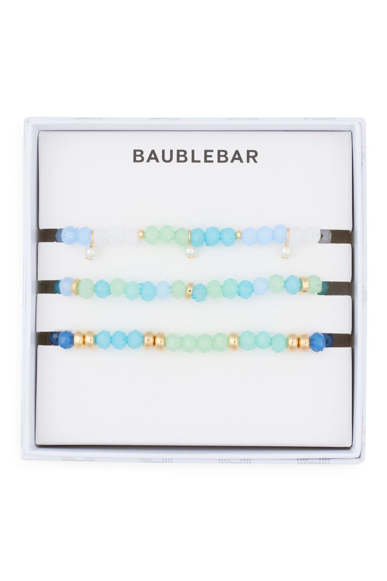 Just Keep Beading Set of 3 Assorted Stretch Bracelets, Main, color, BLUE