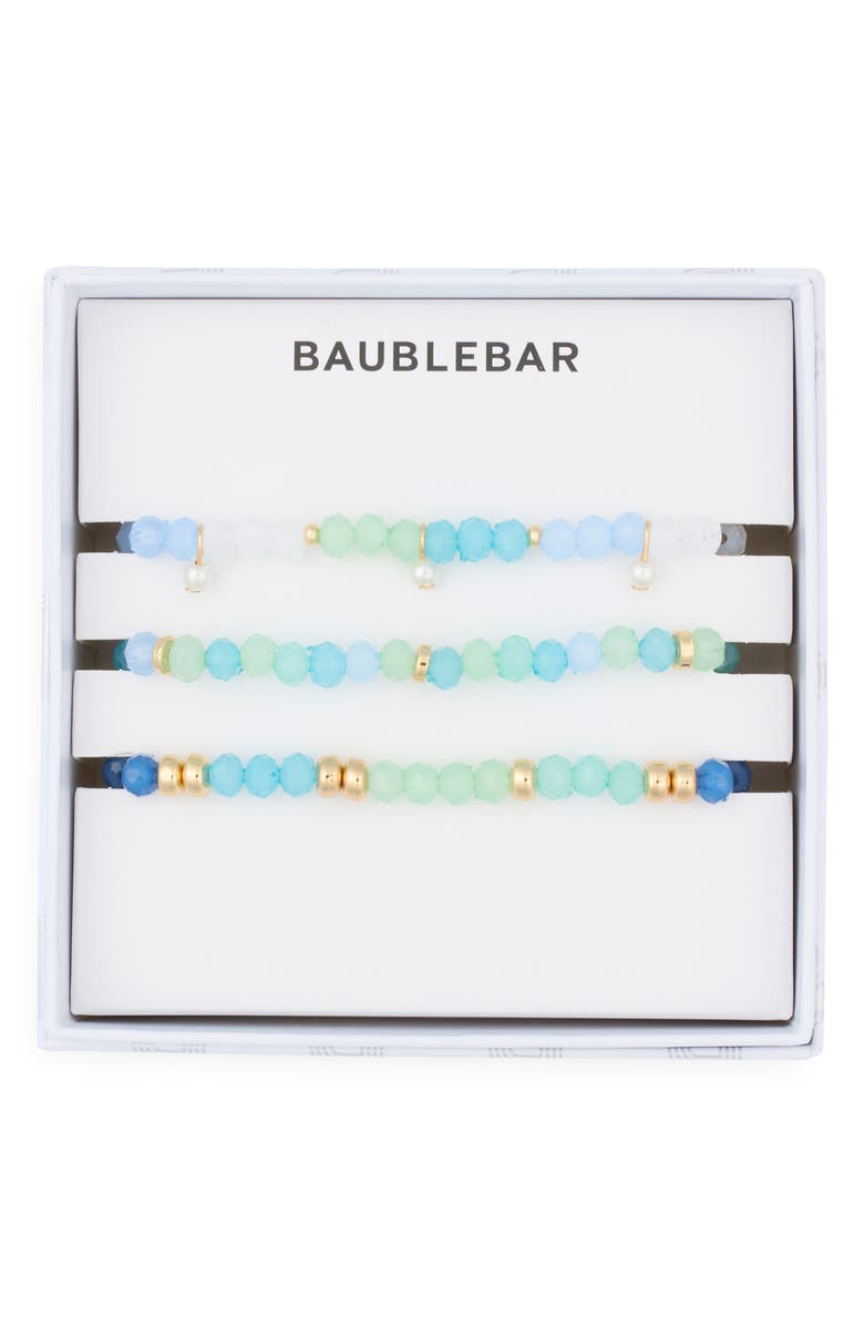 BaubleBar Just Keep Beading Set of 3 Assorted Stretch Bracelets, Main, color, Blue