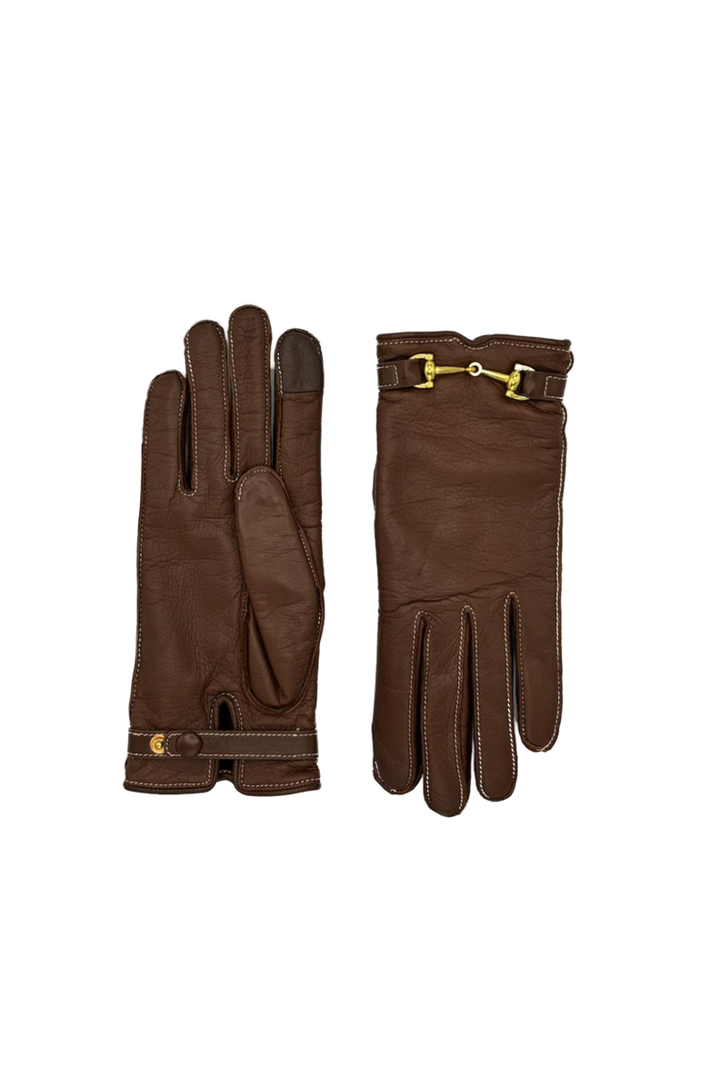 Agnelle Greco Lambskin Glove Lined in Cashmere with Equestrian Details, Main, color, Whisky