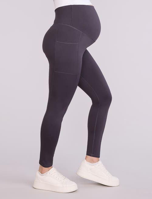 Motherhood Maternity Over The Belly Side Pocket Active Maternity Leggings In Purple