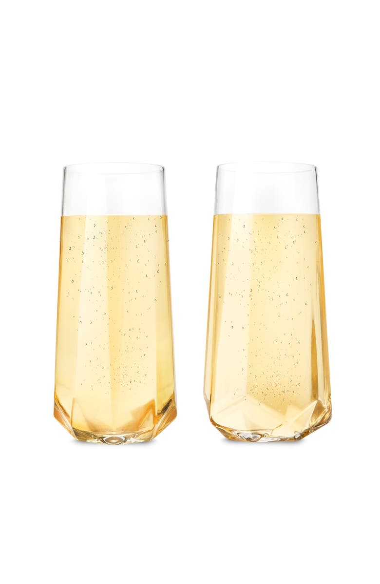 Viski Seneca Crystal Faceted Stemless Champagne Flutes Set of 2, Alternate, color, Clear