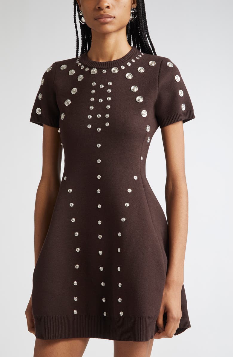 Coperni Snap Detail Babydoll Sweater Dress, Alternate, color, 