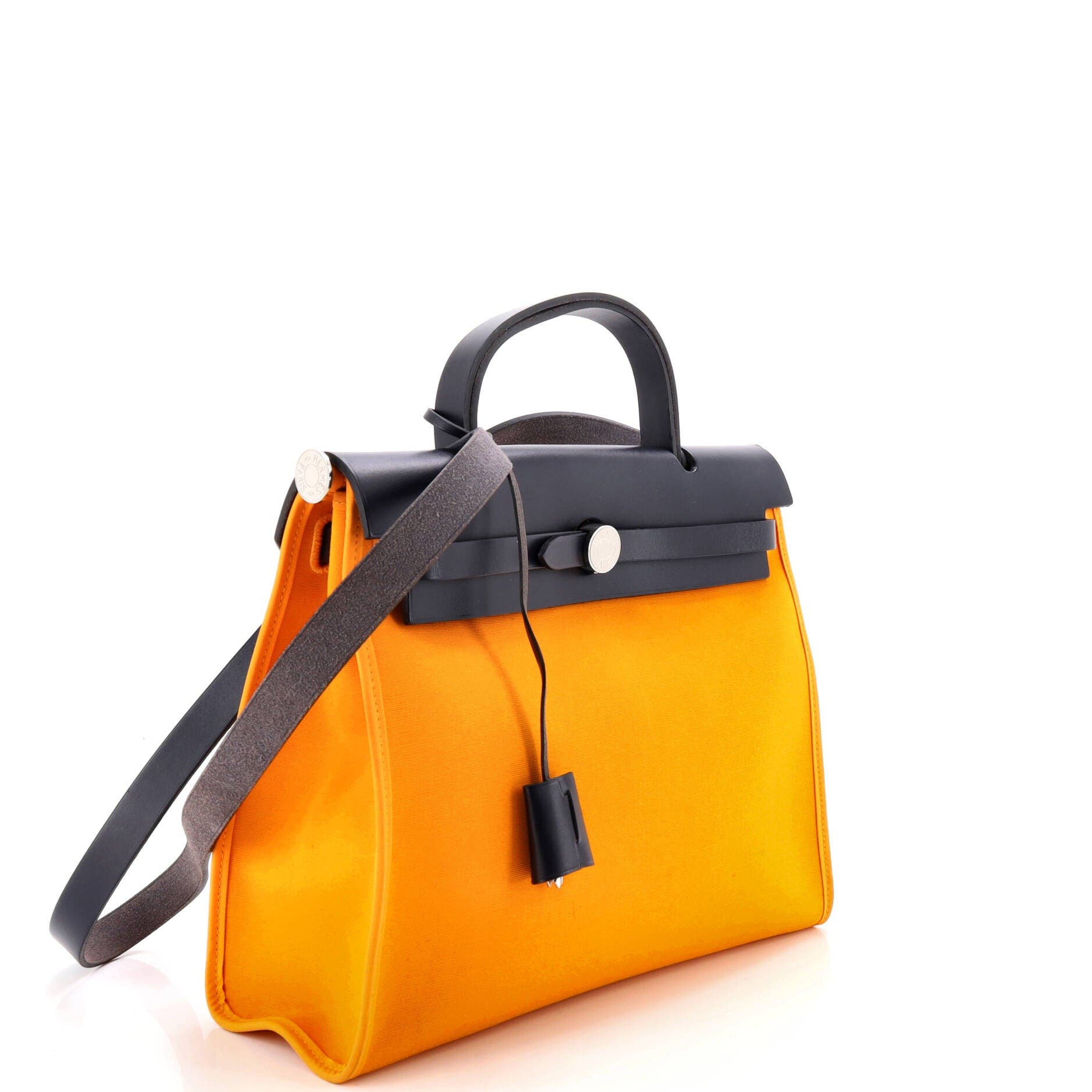 Pre-Owned Hermes Herbag Zip Leather and Toile 31, Alternate, color, Jaune D'or
