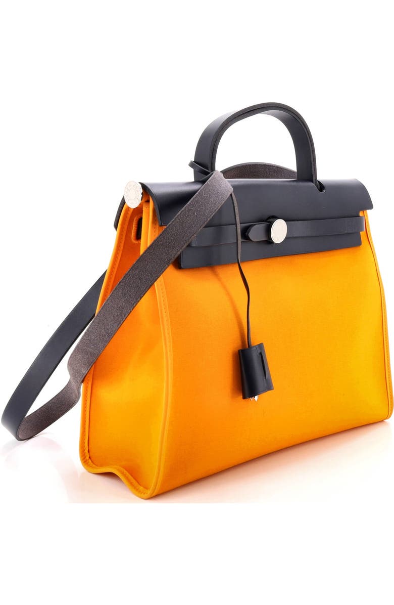 Pre-Owned Hermes Herbag Zip Leather and Toile 31, Alternate, color, Jaune D'or