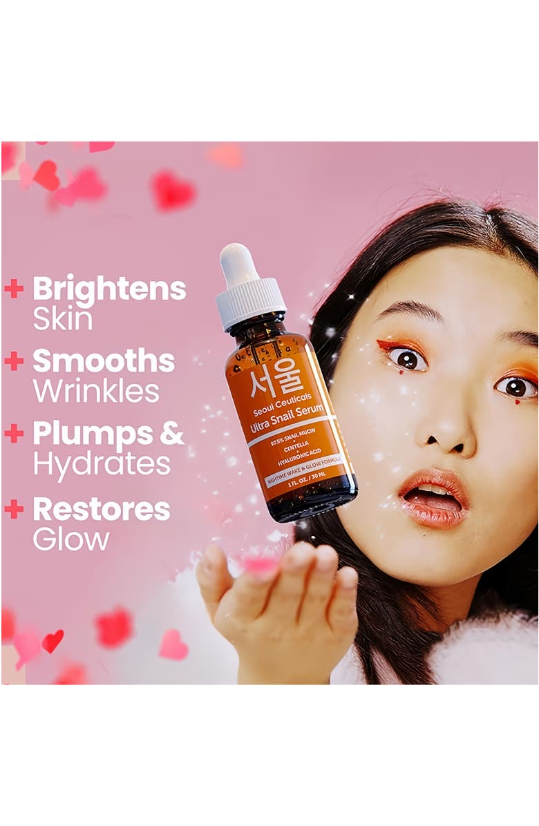 Seoul Ceuticals Korean Skincare Ultra Snail Serum, Alternate, color, Clear
