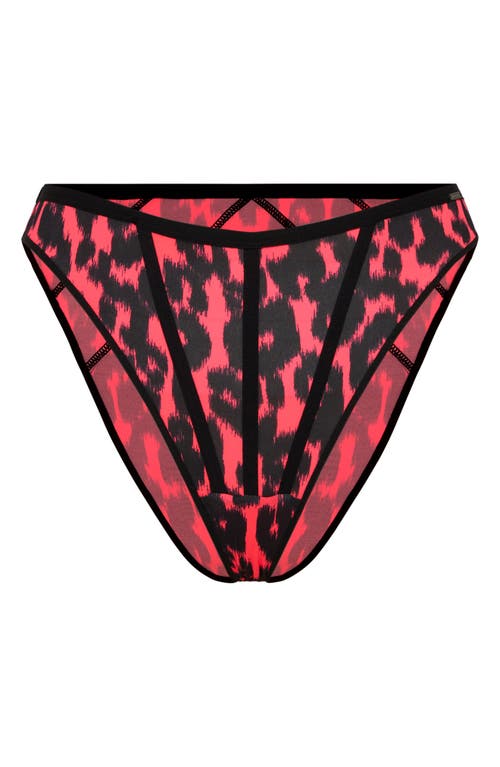 Savage X Fenty City Kitty High Leg Bikini In Red