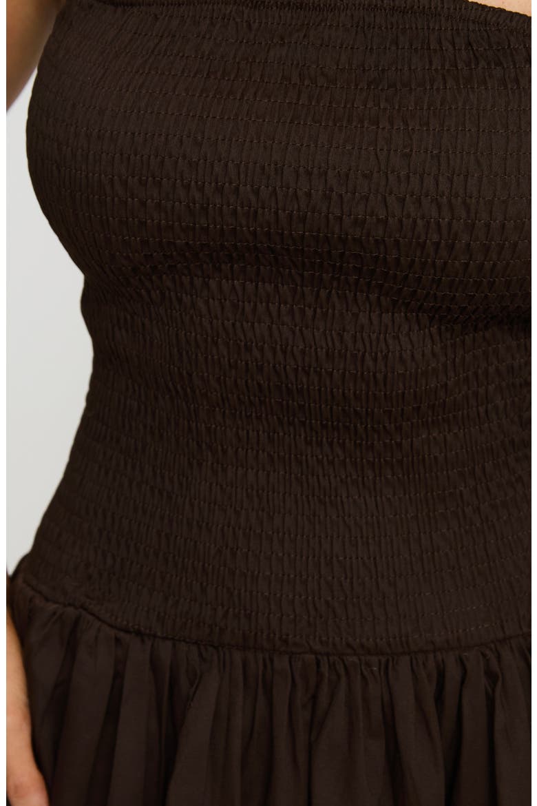 Bonjour Smocked Strapless Bubble Hem Minidress, Alternate, color, BROWN / BEIGE