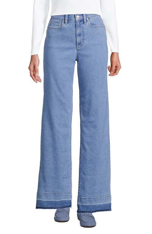 Lands' End Recover High Rise Wide Leg Blue Jeans In Hutton Blue Wash Released Hem