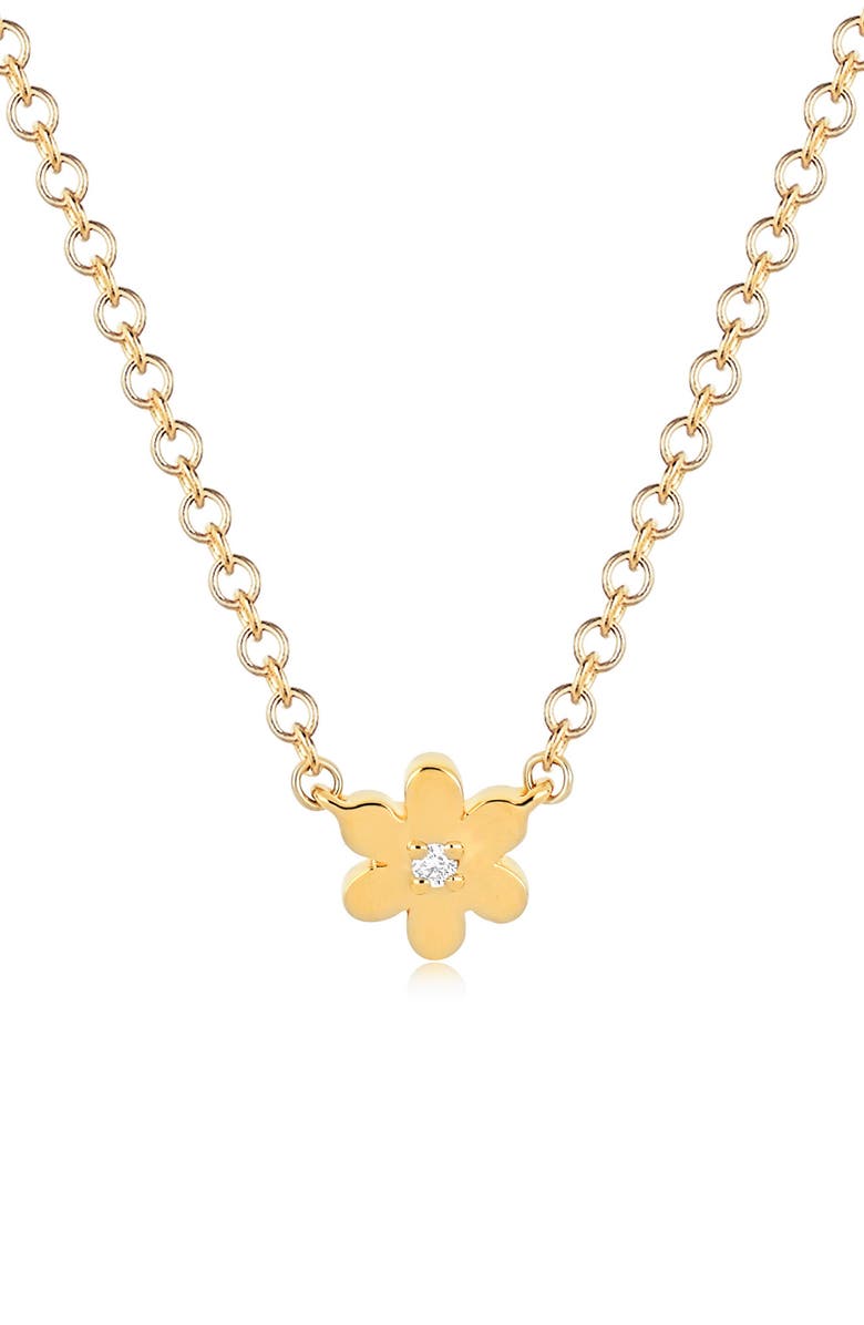 EF Collection Baby Daisy Pendant Necklace, Main, color, Yellow Gold